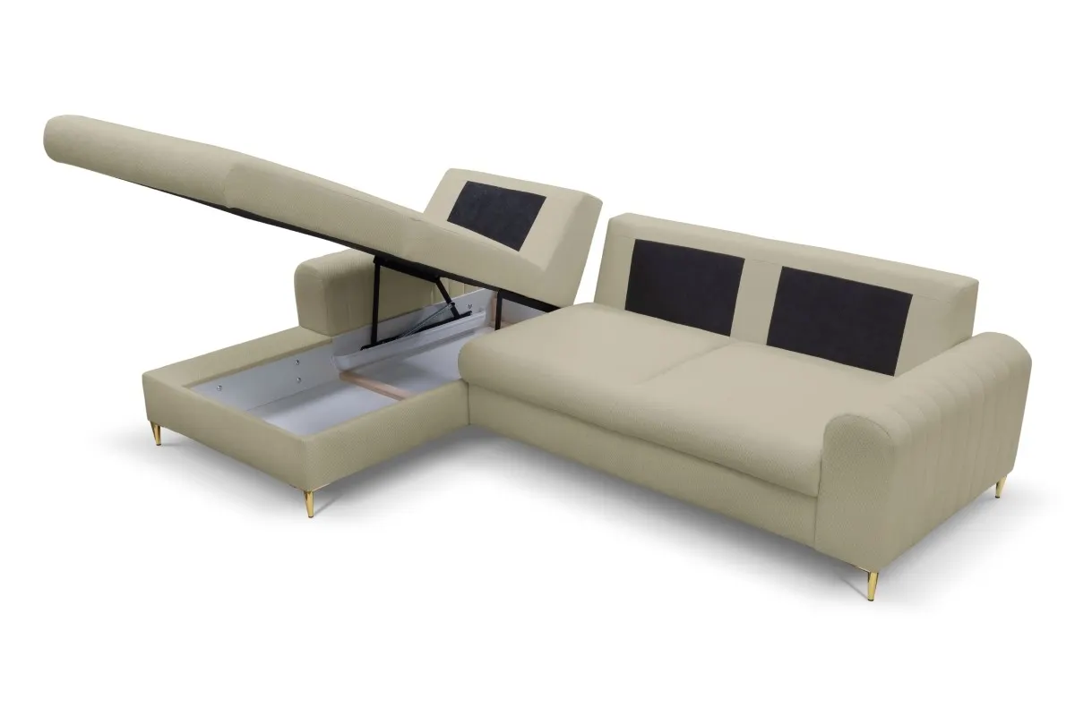 Narożnik rozkładany z pojemnikiem MONACO LOFT 251 cm lewy beżowy - MONACO_NAR_LOFT2_L