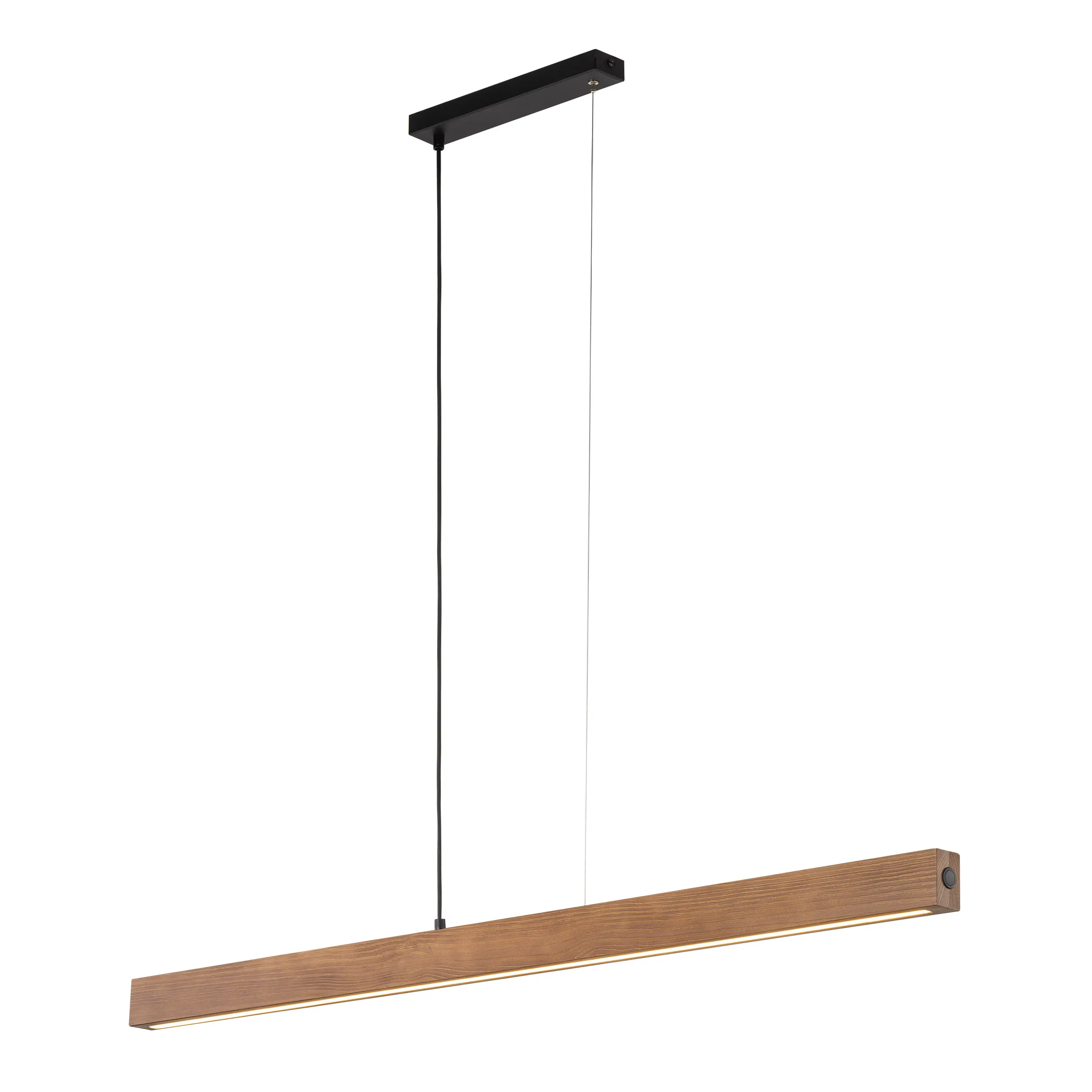 Lampa wisząca TEO LED 15W czarna z drewnianym kloszem z orzecha z włącznikiem 126x100x5cm - TK_1449