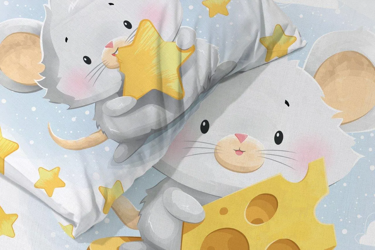 Pościel komplet dla dzieci PRZYTULAKI 016 bawełna 100X135+40X60 MYSZKA wielokolorowy - FARO_30432