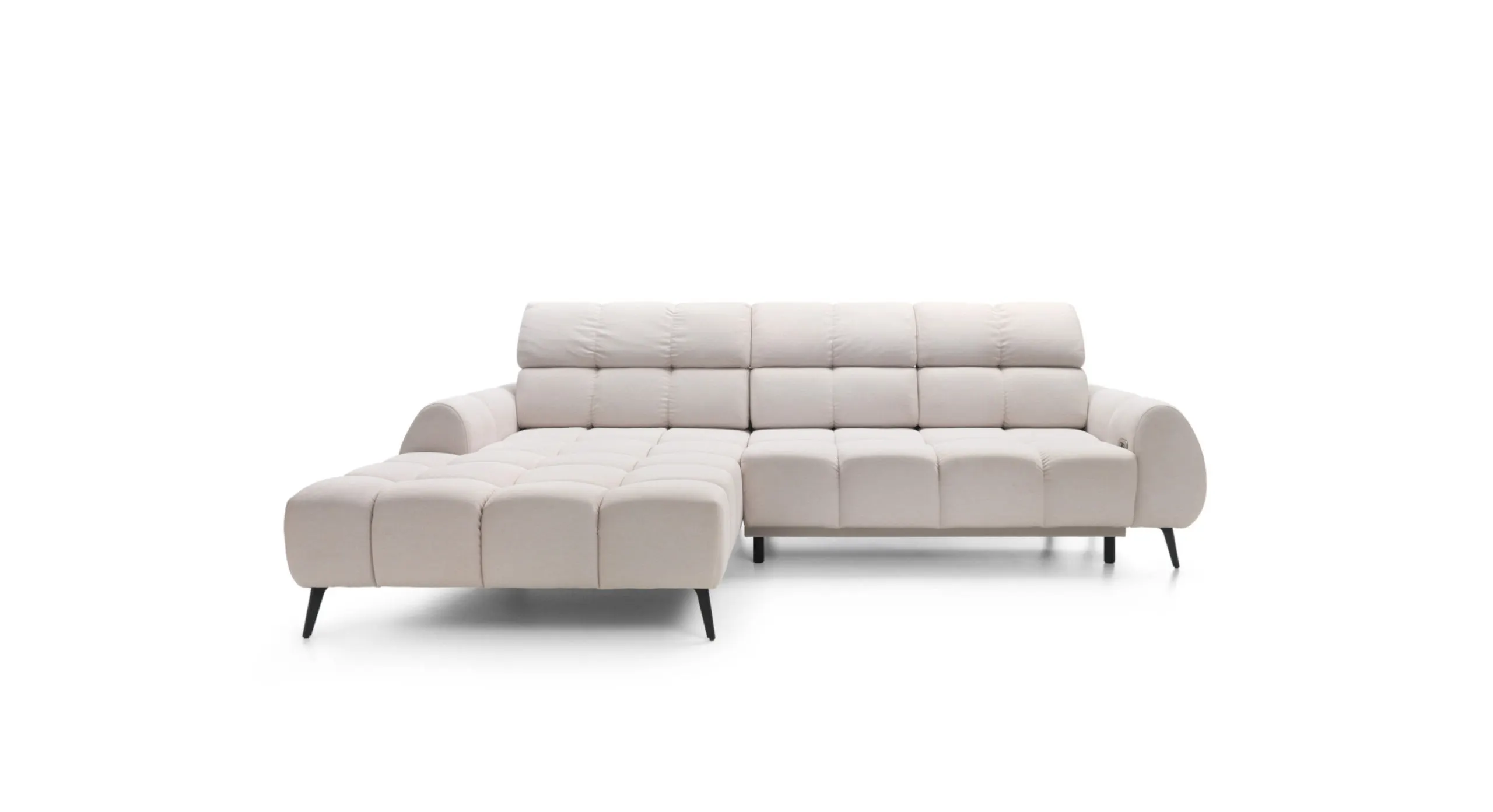 Narożnik z funkcją spania PIANO lewostronny elektryczny wysuw siedziska - tkanina Nube 08 - beżowy Kanapa, Meble, Poduszka, Wystrój domu