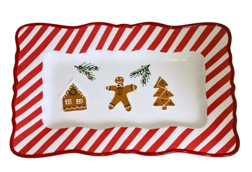 Talerz ceramiczny ŚWIĄTECZNE PIERNIKI wielokolorowy