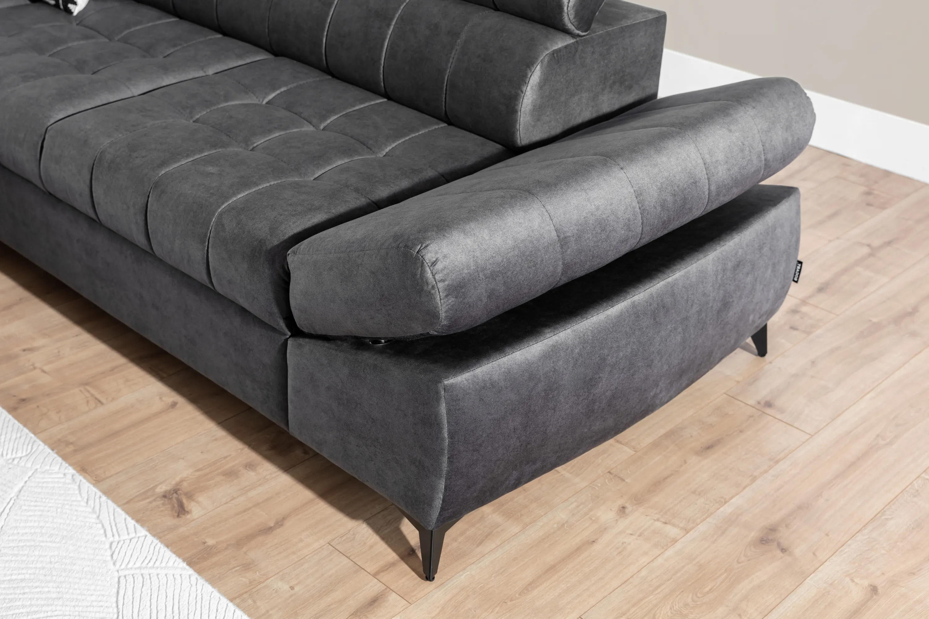 Narożnik lewostronny VALORIS MAXI regulowane zagłówki i podłokietniki tkanina Zeta 305 beżowy - B_168598