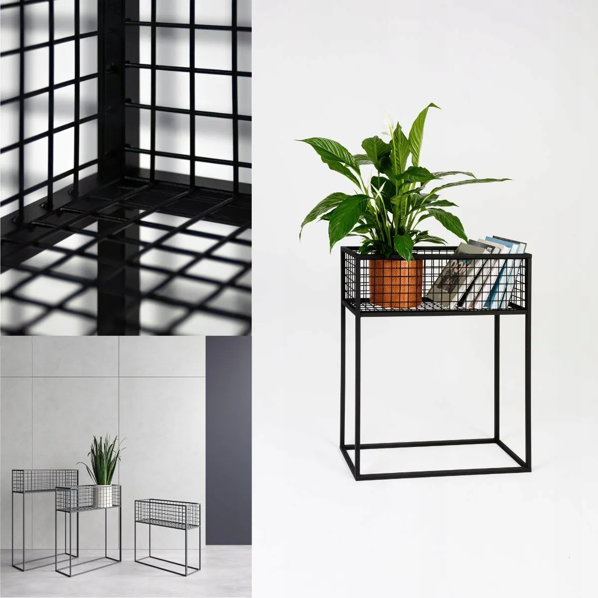 Kwietnik stojący z siatką DAX S czarny - LD_TZ000151