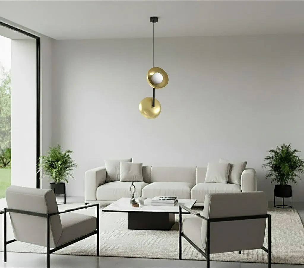 Lampa wisząca metalowa VANILA 2 BL złota - 1596/2