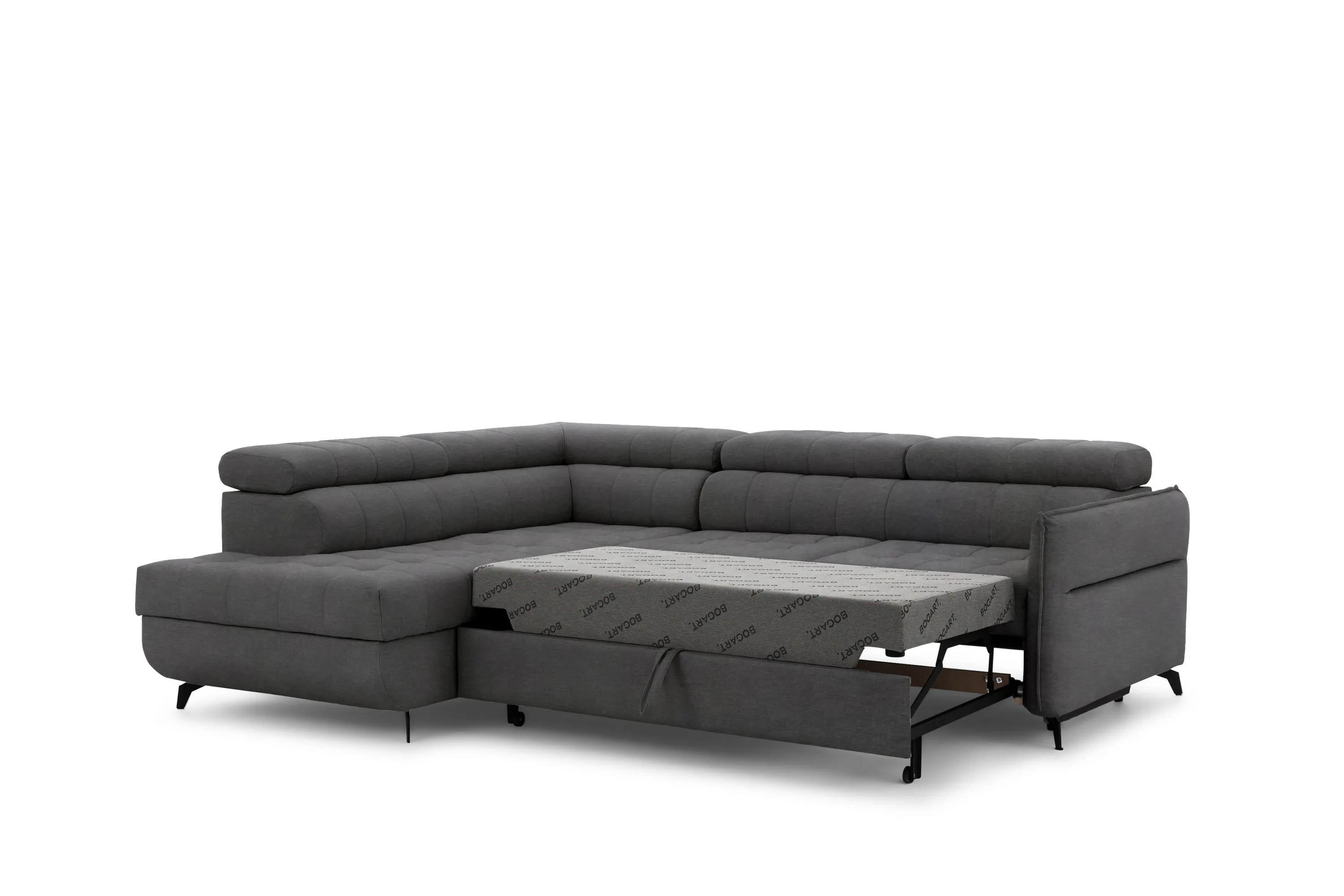 Narożnik rozkładany lewostronny ELARIAS (Zetta 305) 250x200 cm regulowane zagłówki i podłokietniki grafitowy - B_162440