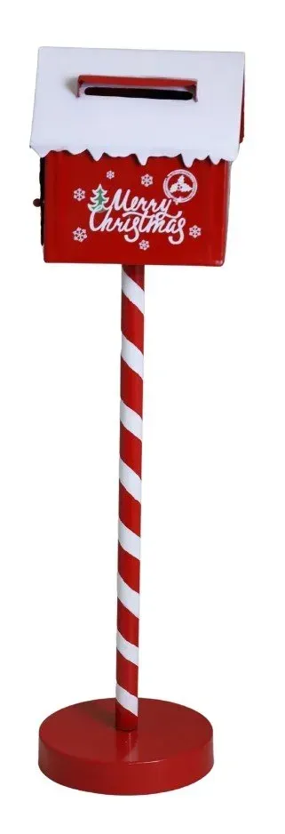 Skrzynka na listy metalowa "MERRY CHRISTMAS" 7373 czerwono-biała