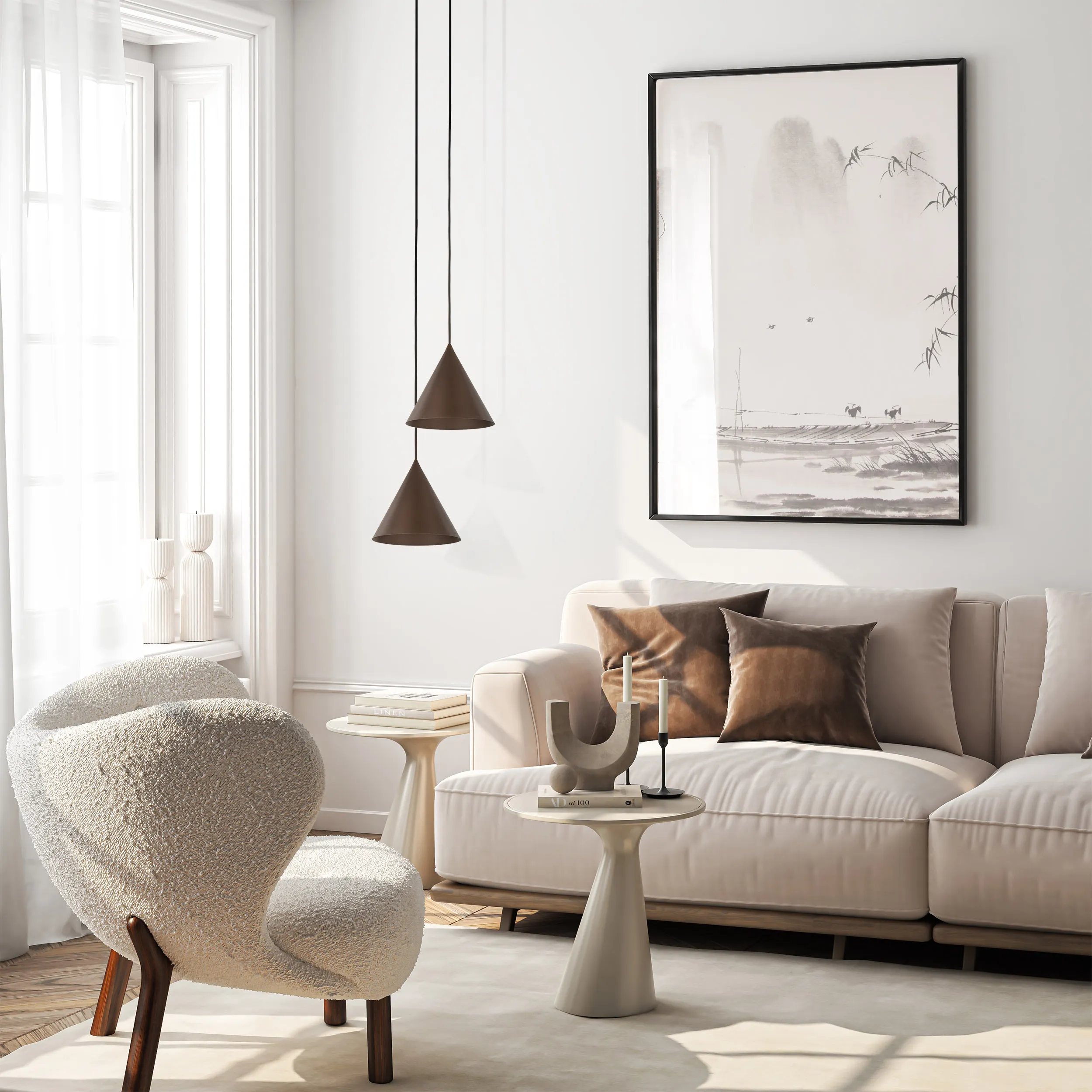 Lampa wisząca CONO brązowa 140x19cm - TK_10073