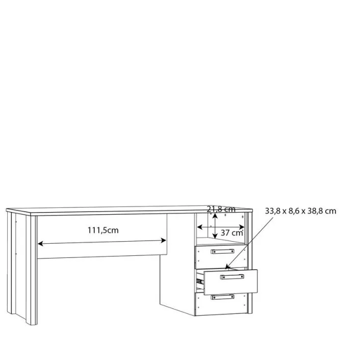 Biurko z 3 szufladami CLIF 70x160 cm - old wood vintage, beton — zdjęcie 7