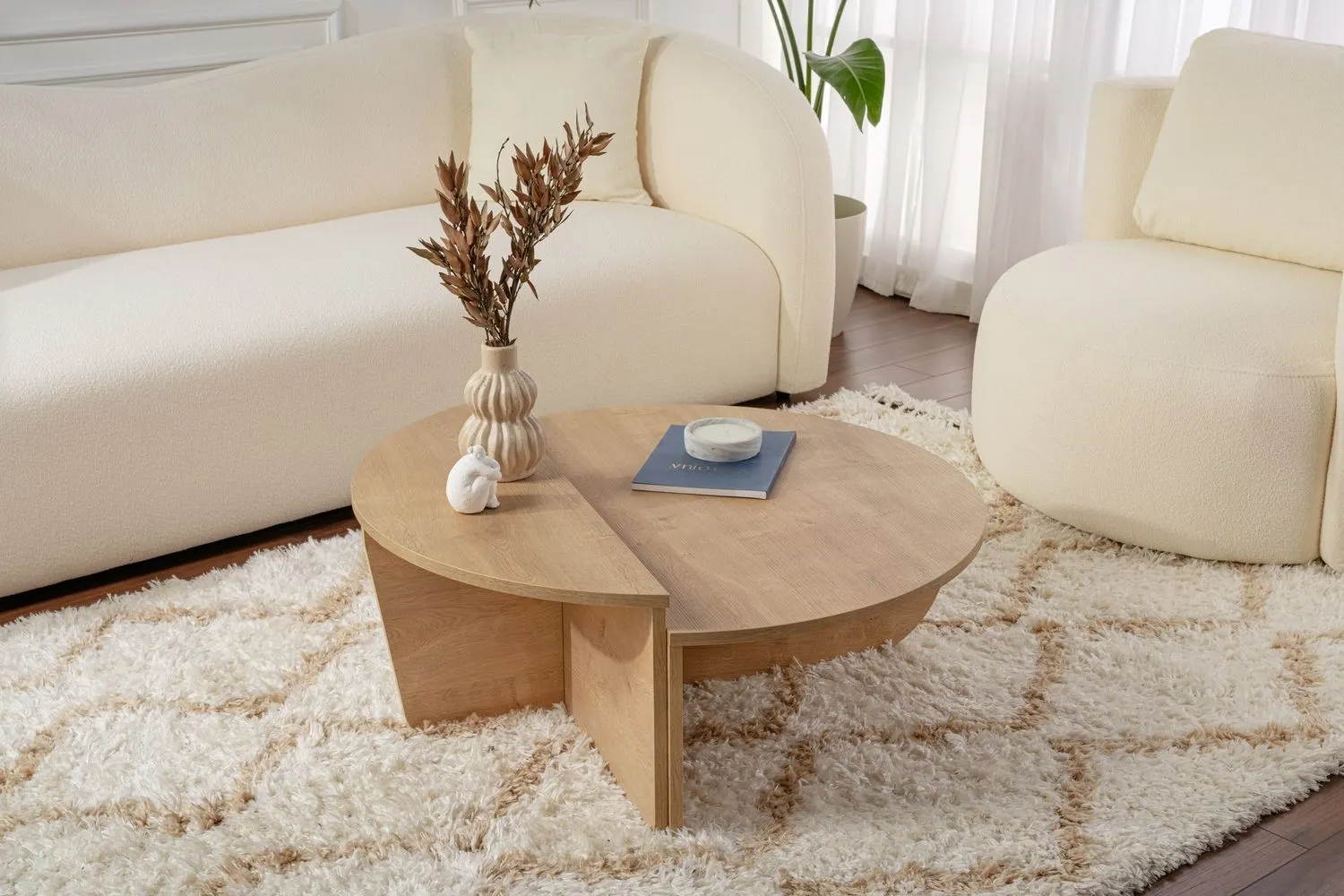 Stolik kawowy 2-elementowy ORION 90x90 cm dąb naturalny — zdjęcie 3