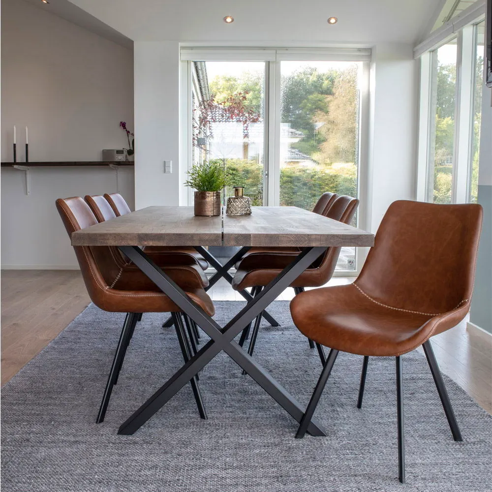 Stół do jadalni MONTPELLIER 95x200 dąb wędzony, czarny - 2201292