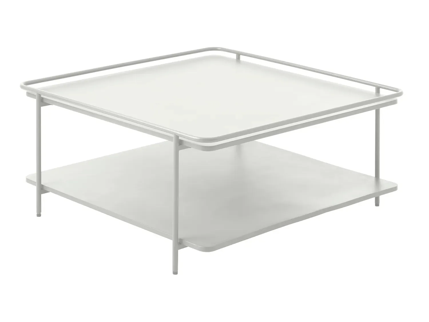 Stolik kawowy metalowy YUBA z półką 75x75 cm - złamana biel