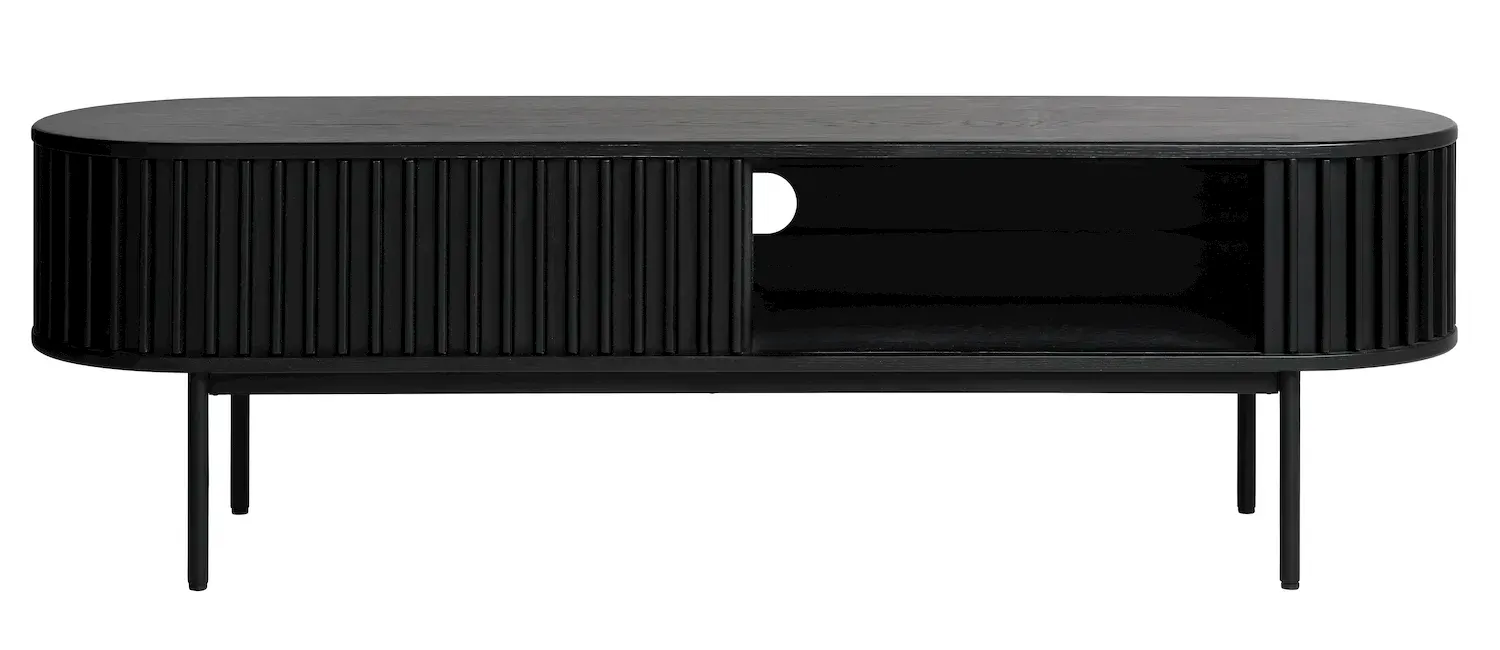 Szafka RTV 2-drzwiowa SIENA z szufladą ryflowana czarna - UN_46104640