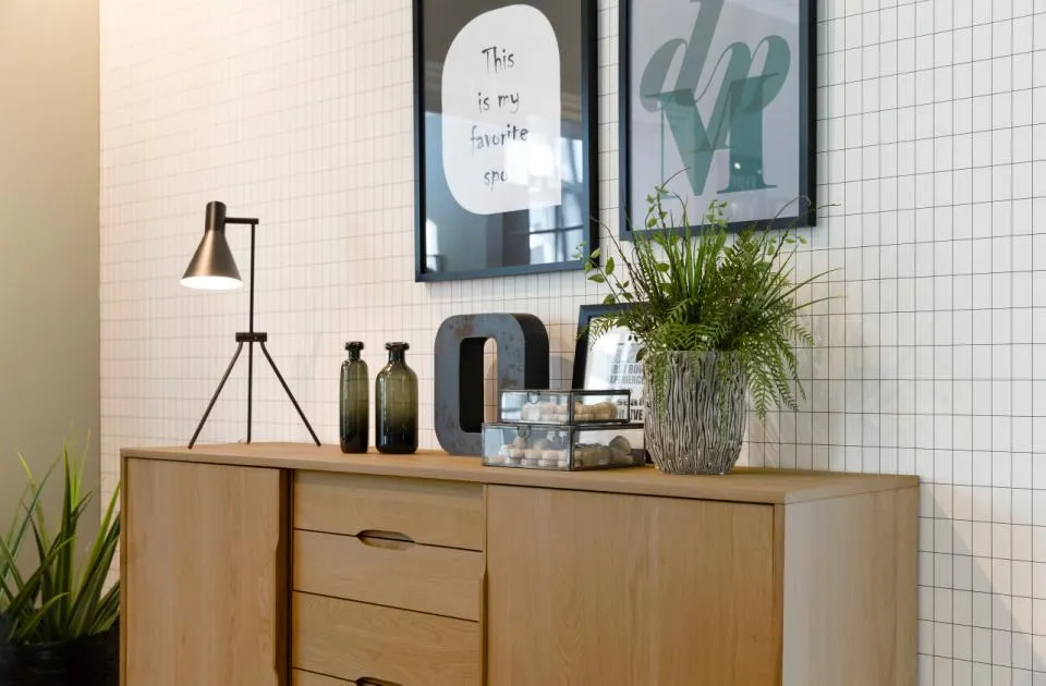 Komoda 2-drzwiowa z 4 szufladami ANAIS 180x44x84 Fornir dębowy olejowany - 0000054241