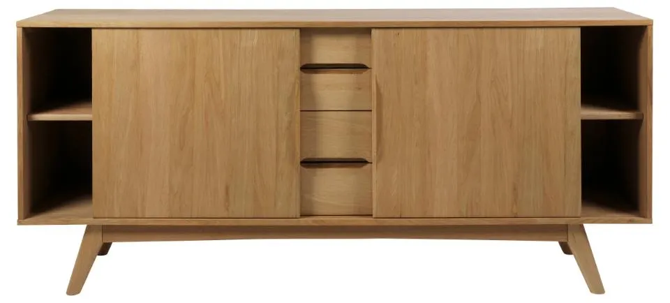 Komoda 2-drzwiowa z 4 szufladami ANAIS 180x44x84 Fornir dębowy olejowany