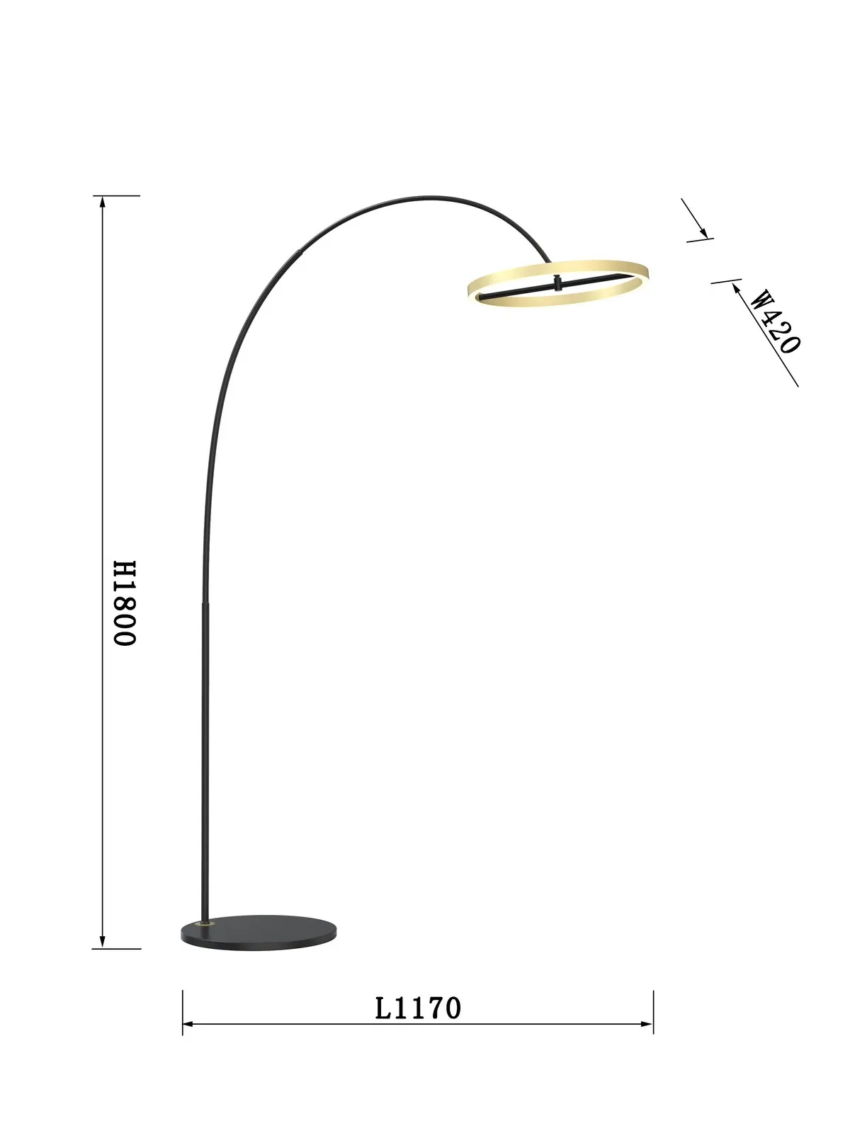 Lampa podłogowa BREST ledowa ściemniacz nożny 180 cm czarno-złota - 3016-104L