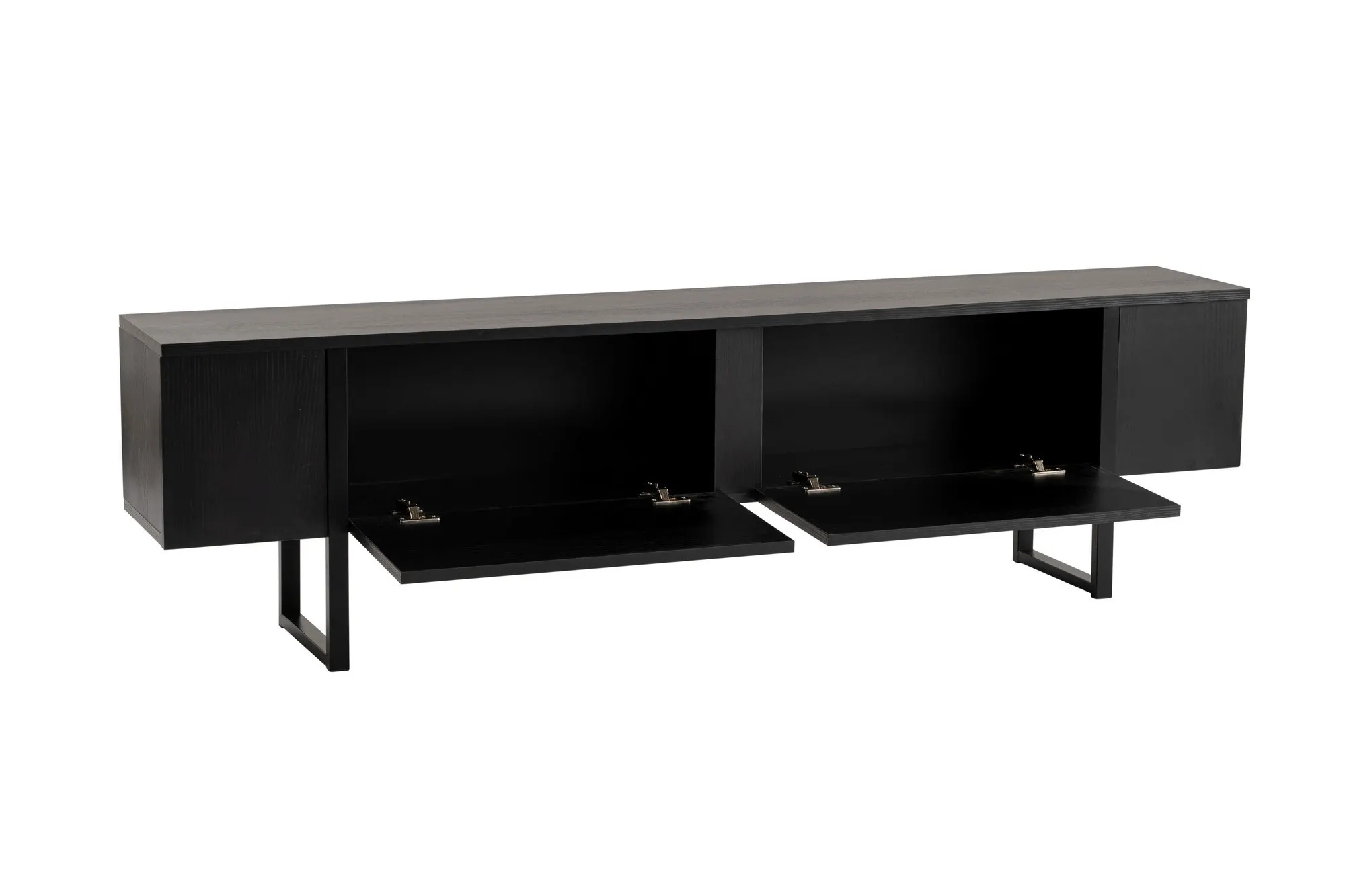 Szafka RTV 2-drzwiowa SERENITY 180 cm czarna czarny stelaż