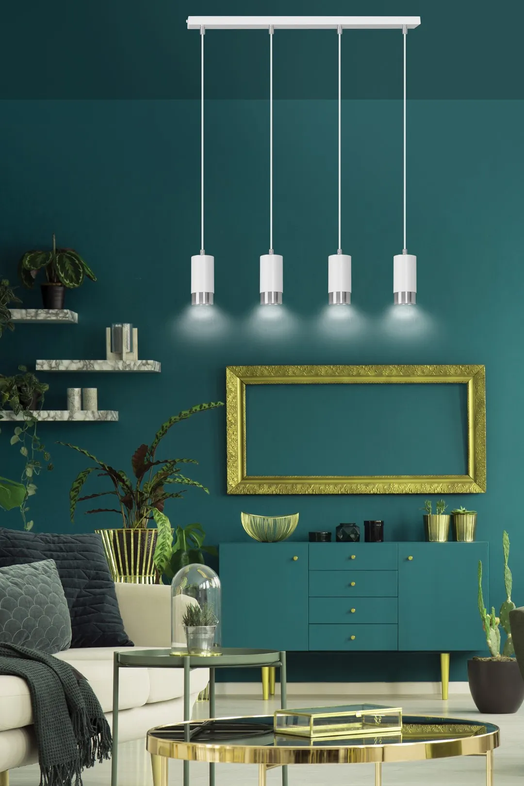 Lampa wisząca FUMIKO Biały/Chrom 814/4 - 814/4