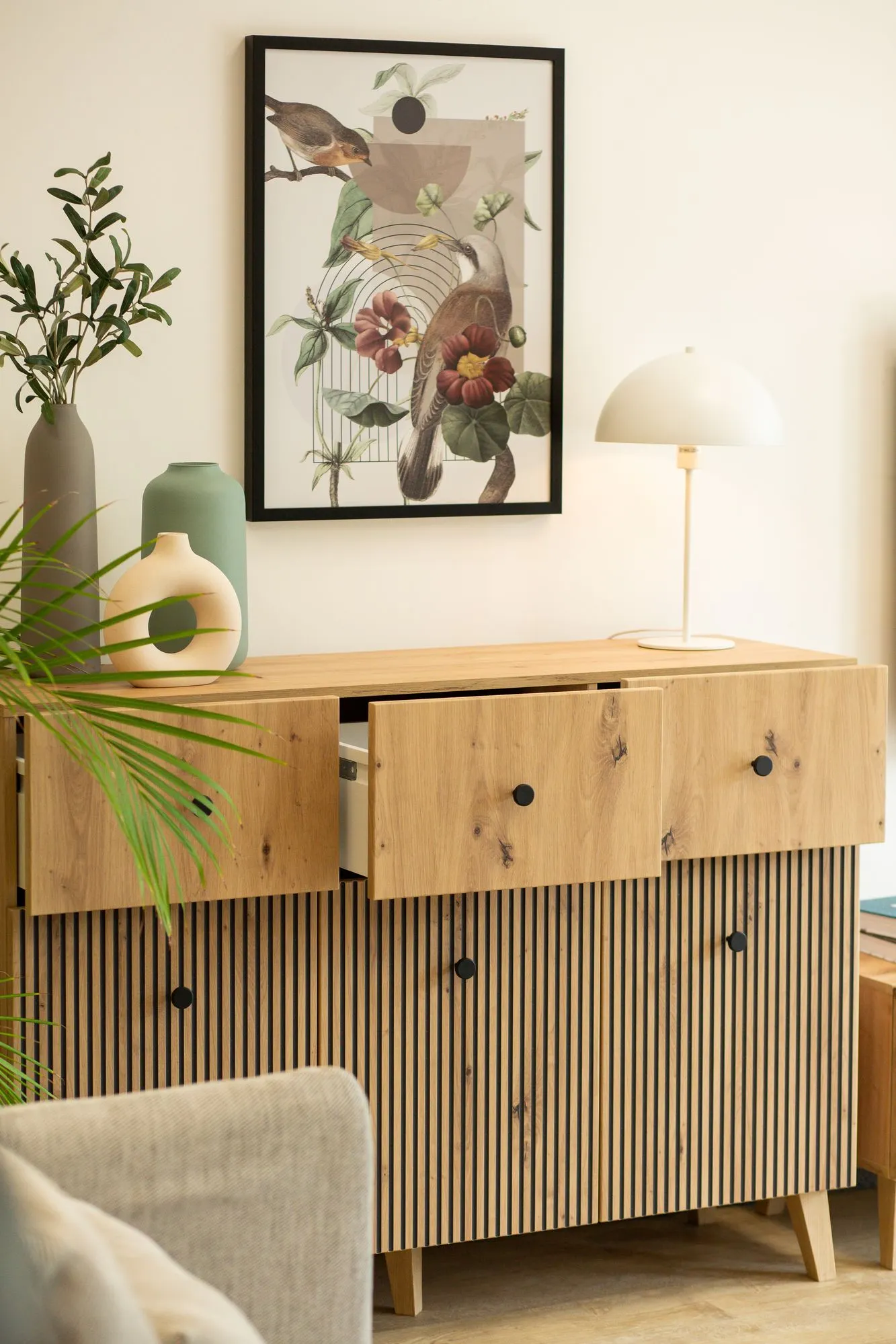 Komoda 3-drzwiowa z 3 szufladami BERLIN dąb artisan