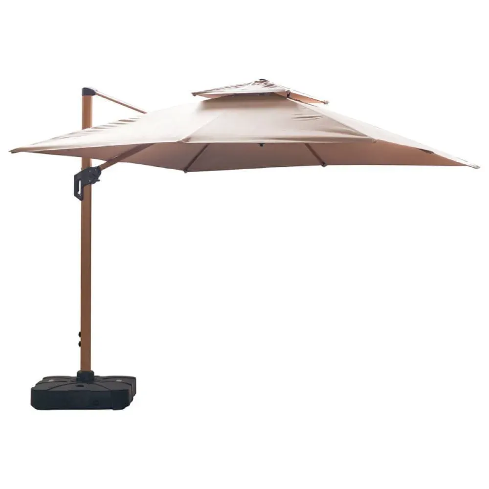 Parasol ogrodowy ROMA MID mechanizm obrotowy 360 st. beżowy 300x300x250 - MI_5907768278311