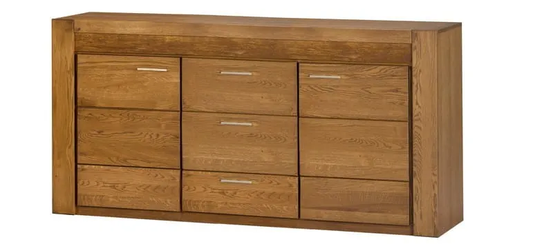 Komoda 2-drzwiowa z 3 szufladami Velvet 47 drewniana z oświetleniem dąb rustical 181x88x42cm