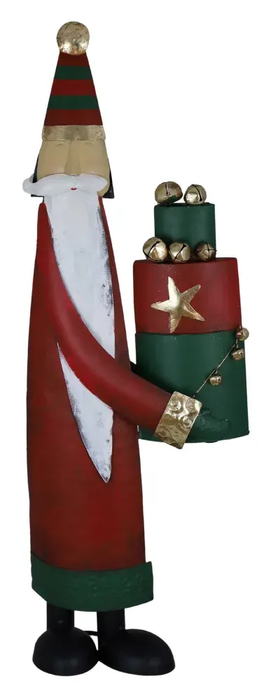 Mikołaj metalowy Z PREZENTAMI 9060 czerwony