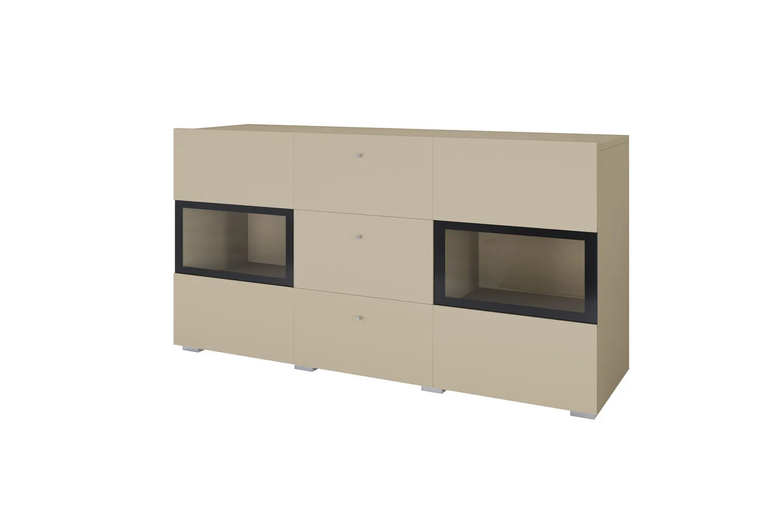 Komoda 2-drzwiowa z szufladami BAROS 26 beż jasny Meble, Kredens, Szafka, Szuflada, Tabela