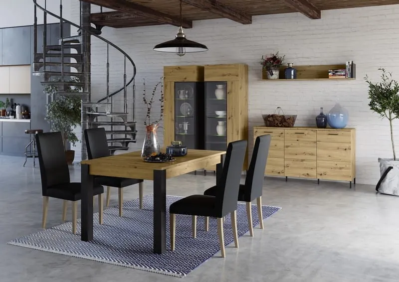 Stół LUCAS 40 rozkładany dąb aristan czarny 140(210)x90x76cm - WG-100-1456