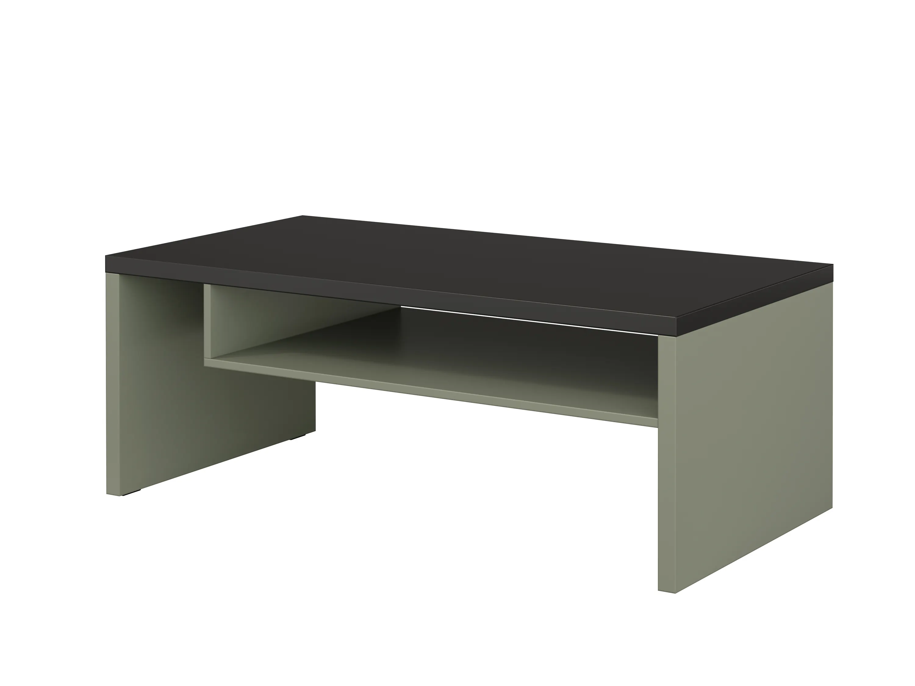 Stolik kawowy z półką CROSS 60x120 zielony/czarny blat