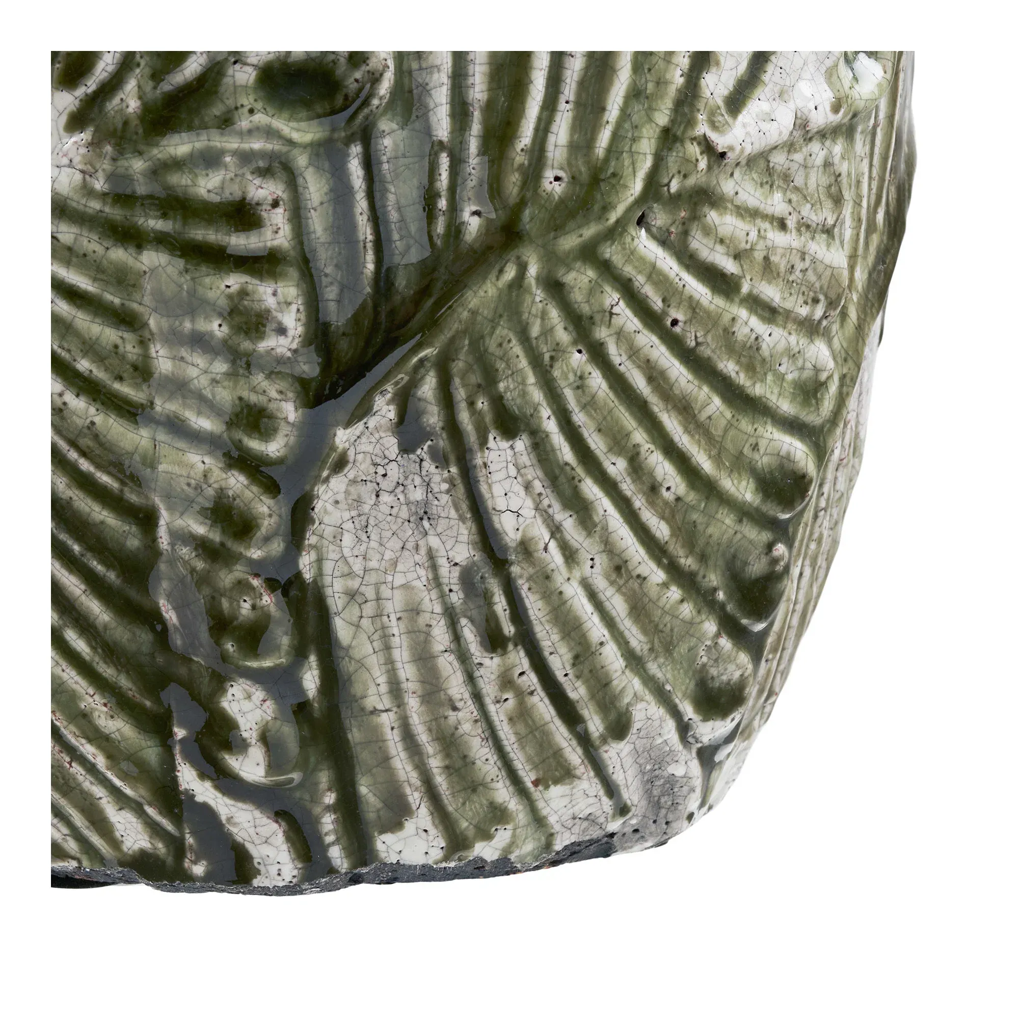 Doniczka ceramiczna 20cm zielono-biała — zdjęcie 3