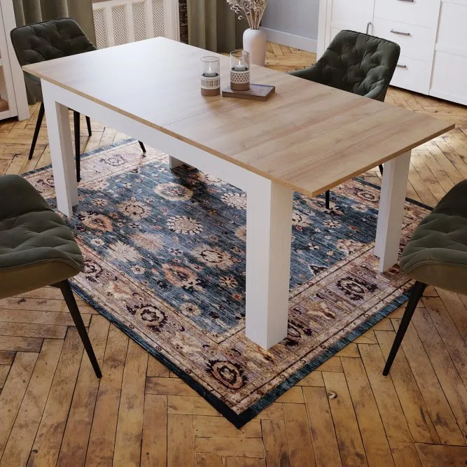 Stół rozkładany CHISBURY 90x160-206 dąb riviera, modrzew jasny sibu - XELT161-M482