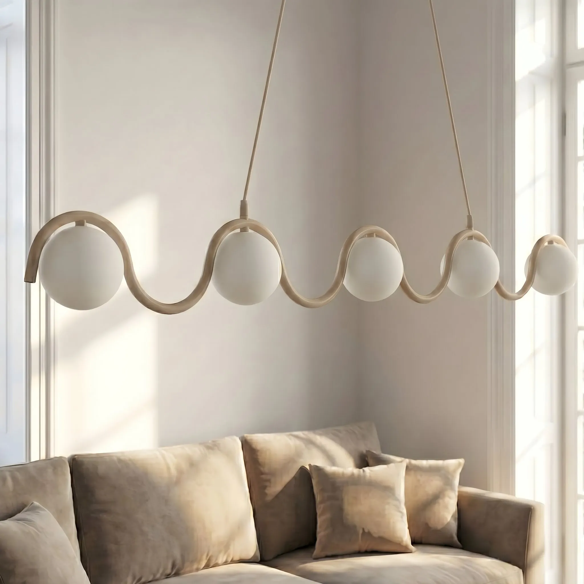 Falista lampa wisząca SINUS 5 beżowa - 1664/5