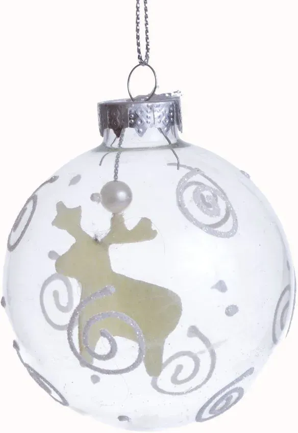Bombka szklana 6 sztuk PRZEŹROCZYSTA Z FILCOWYM RENIFEREM 20634 transparentna Bombka szklana 6 sztuk PRZEŹROCZYSTA Z FILCOWYM RENIFEREM 20634 transparentna