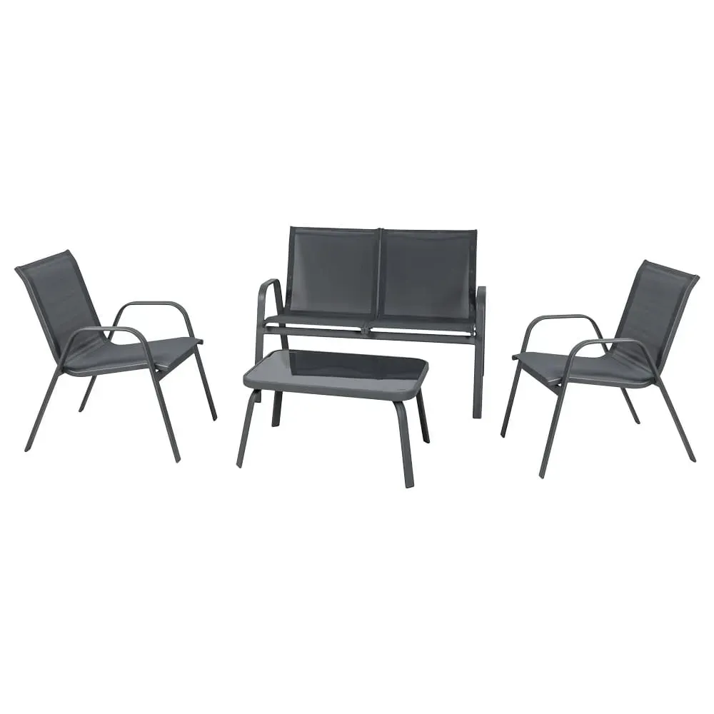 Zestaw ogrodowy RIVET KD sofa+2 fotele + stolik kawowy antracytowy