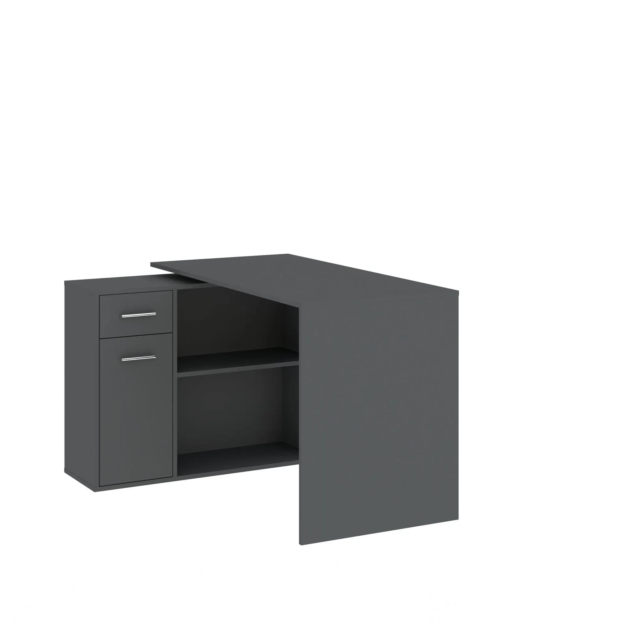 Biurko narożne NASH z szafką i szufladą grafitowe Meble, Tabela, Szuflada, Gabinet, Kredens