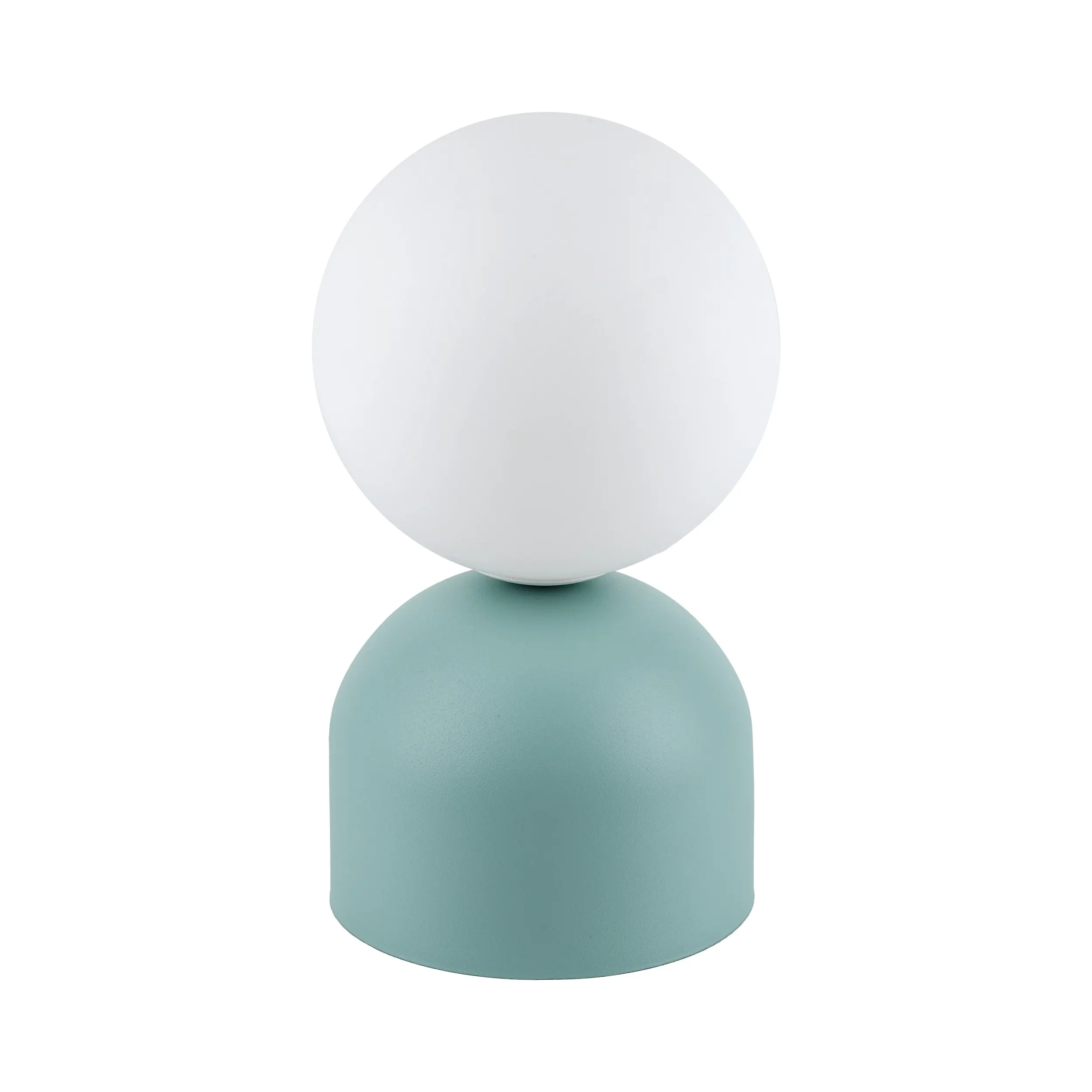 Lampka nocna MIKI miętowa z białym okrągłym kloszem 21x12cm