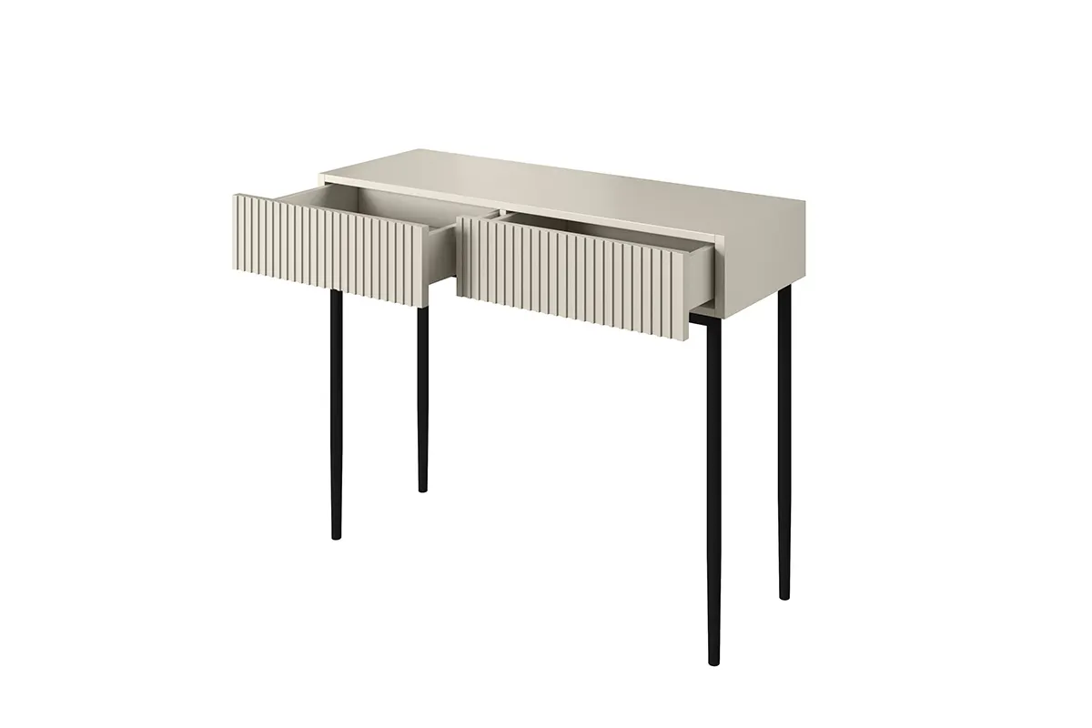 Konsola - toaletka z 2 szufladami NICOLE 100 kremowy - czarny stelaż - B_55582