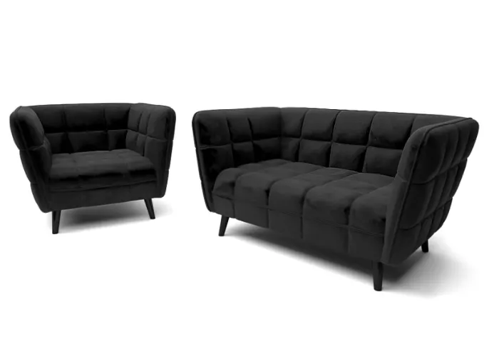 Sofa CASTELLO 2 VELVET Bluvel 19 czarna wenge - CASTELLO2V19