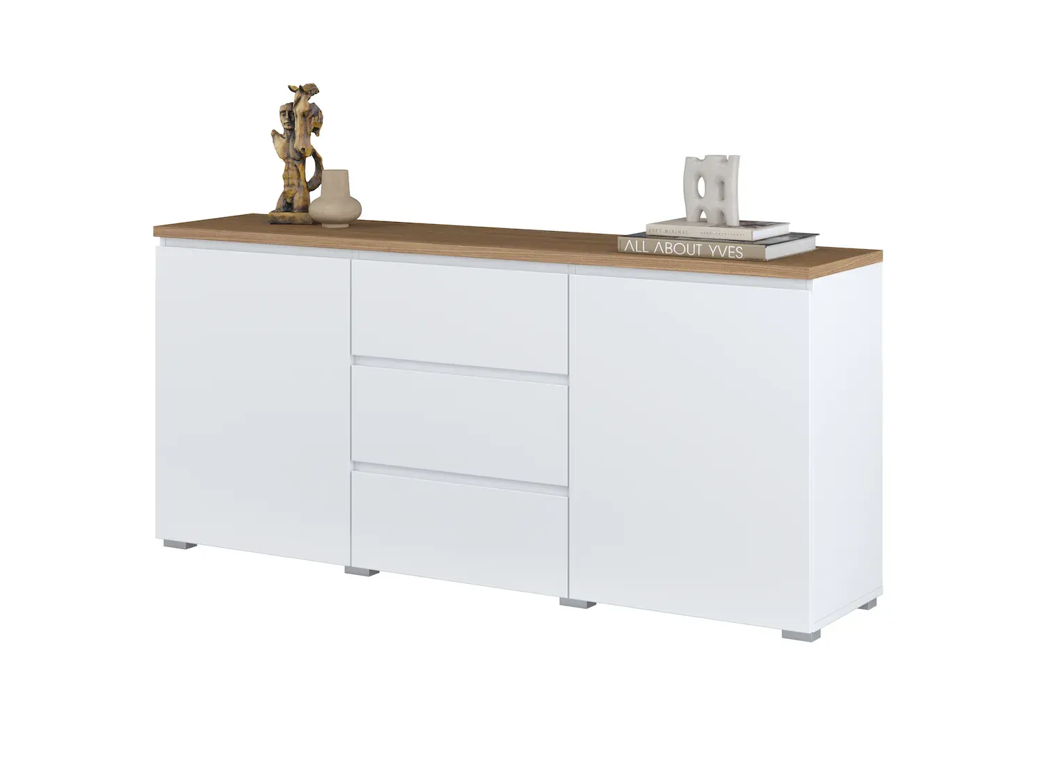 Komoda 2-drzwiowa z 3 szufladami MODO 150cm biały dąb mauvella - 247VOJ26