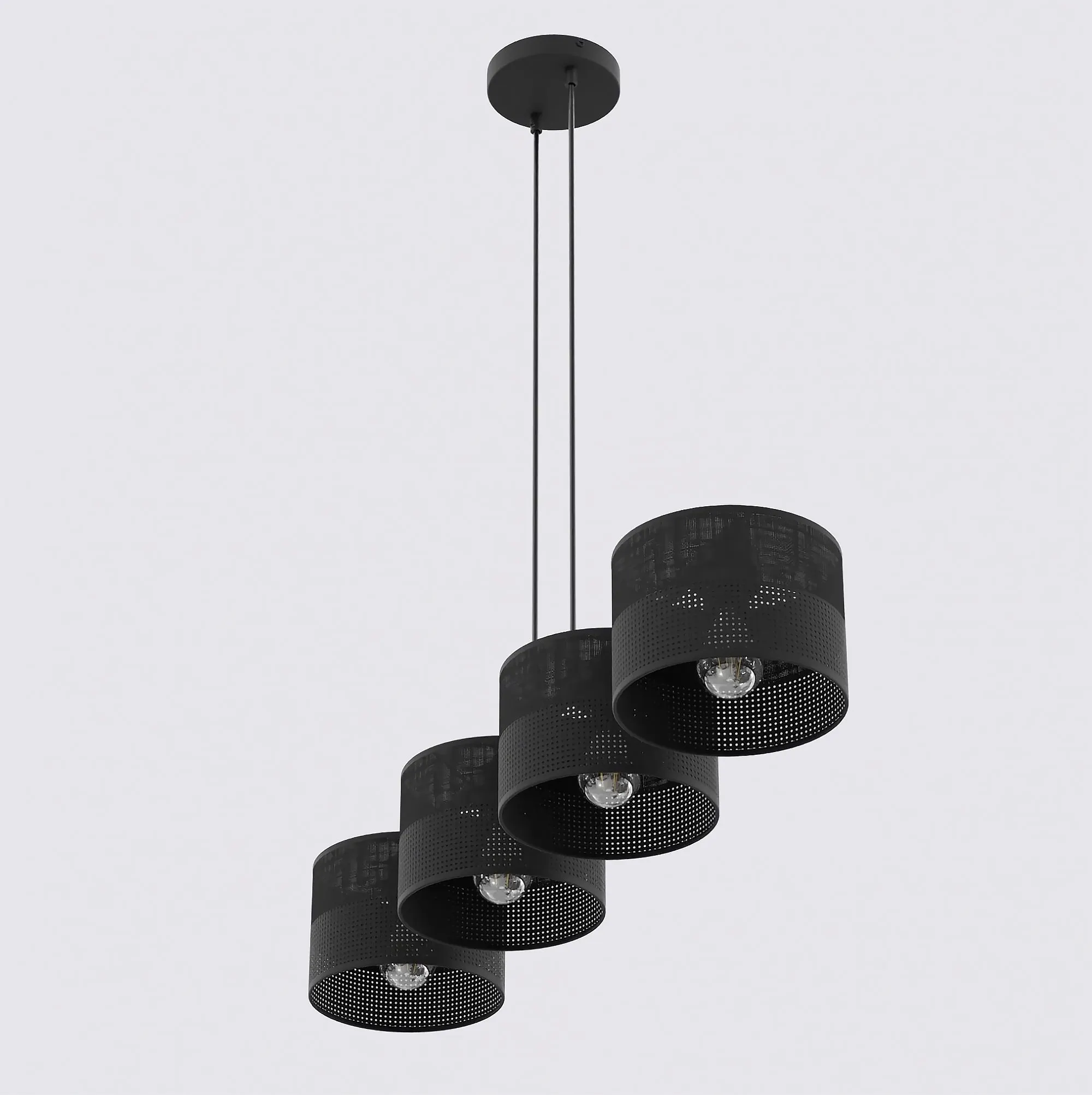 Lampa wisząca KARBON 4 BLACK z abażurami czarna - 1651/4