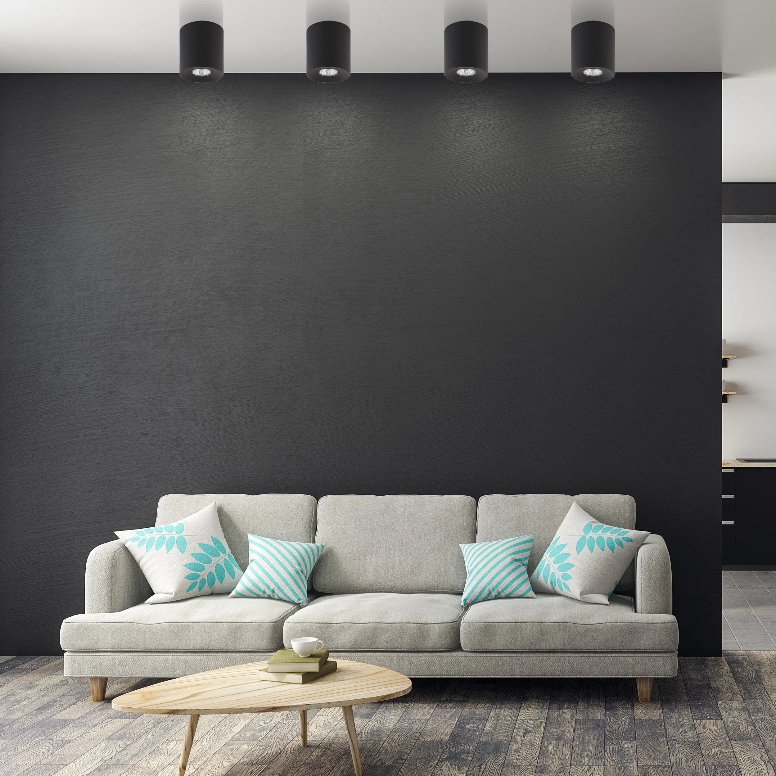 Plafon ORION czarny metalowy okrągły 12x11cm - TK_3239