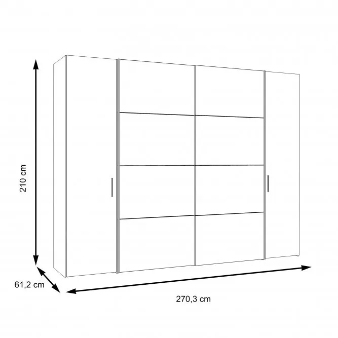Szafa przesuwna 4-drzwiowa DALATE 200x210 dąb katania - DKSS32411-M267