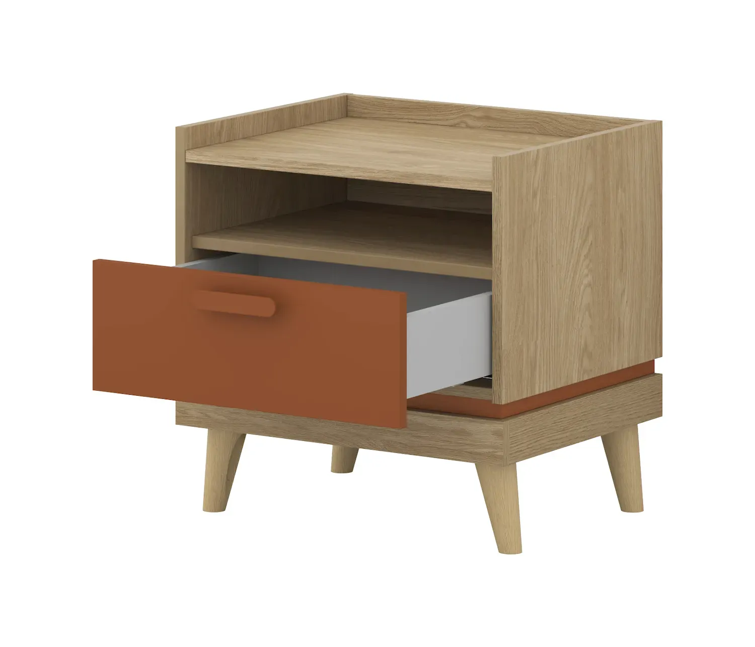 Szafka nocna z 1 szufladą SCANDI 22 dąb olejowany ceglany - 24D5OH22
