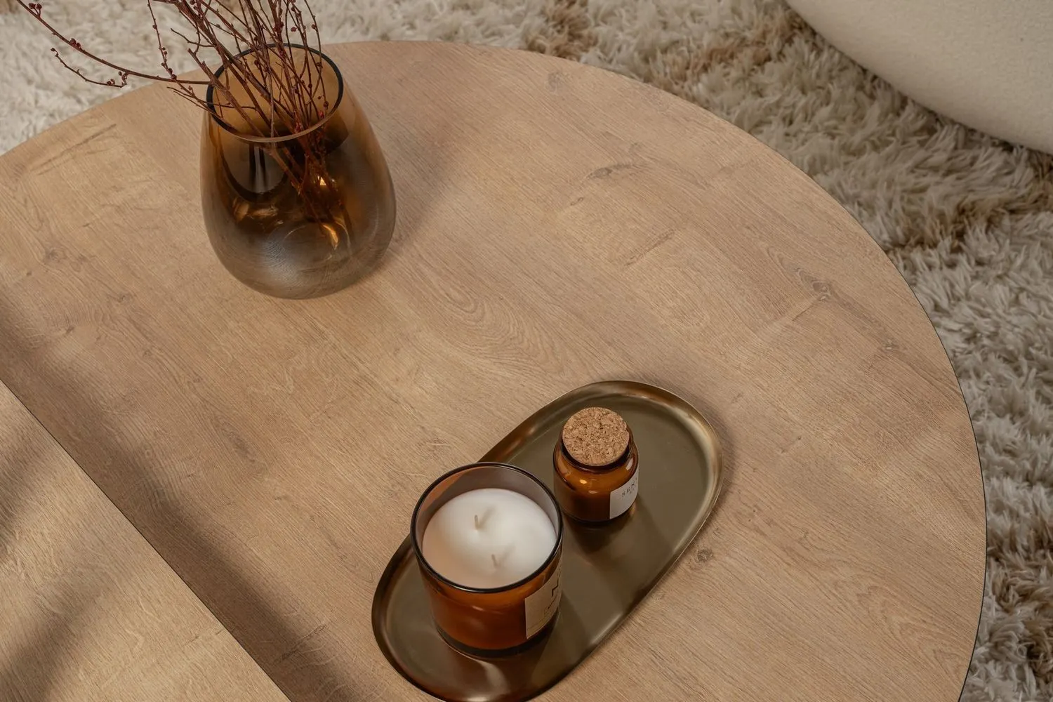 Stolik kawowy 2-elementowy ORION 90x90 cm dąb naturalny z czarną lamówką - ASI_353NRD1119