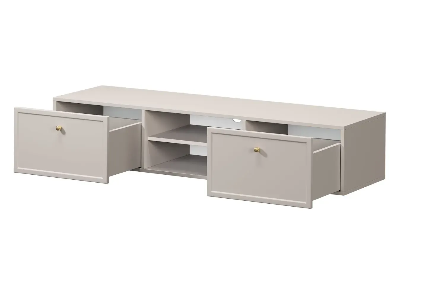 Szafka RTV wisząca z 2 szufladami LORINI 150 - cashmere gałka złota - B_166821