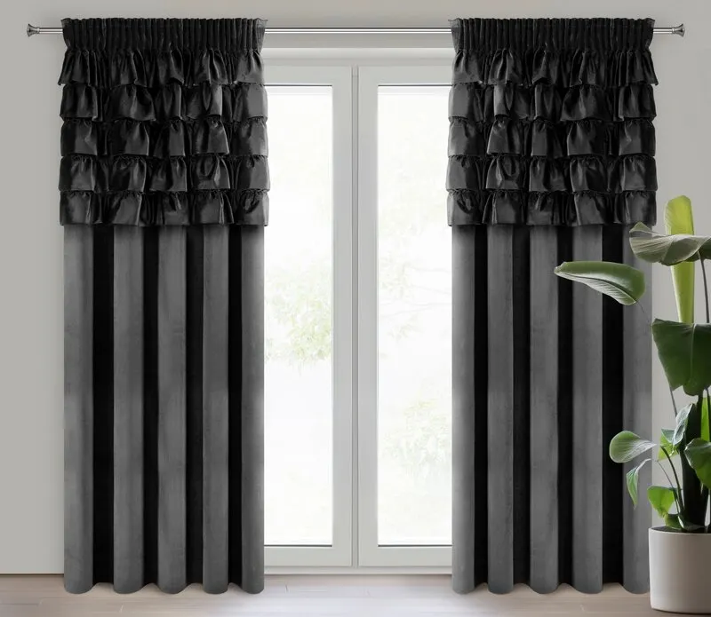 ZASŁONA GOTOWA AURA NA TAŚMIE 140 X 270 CM CZARNY