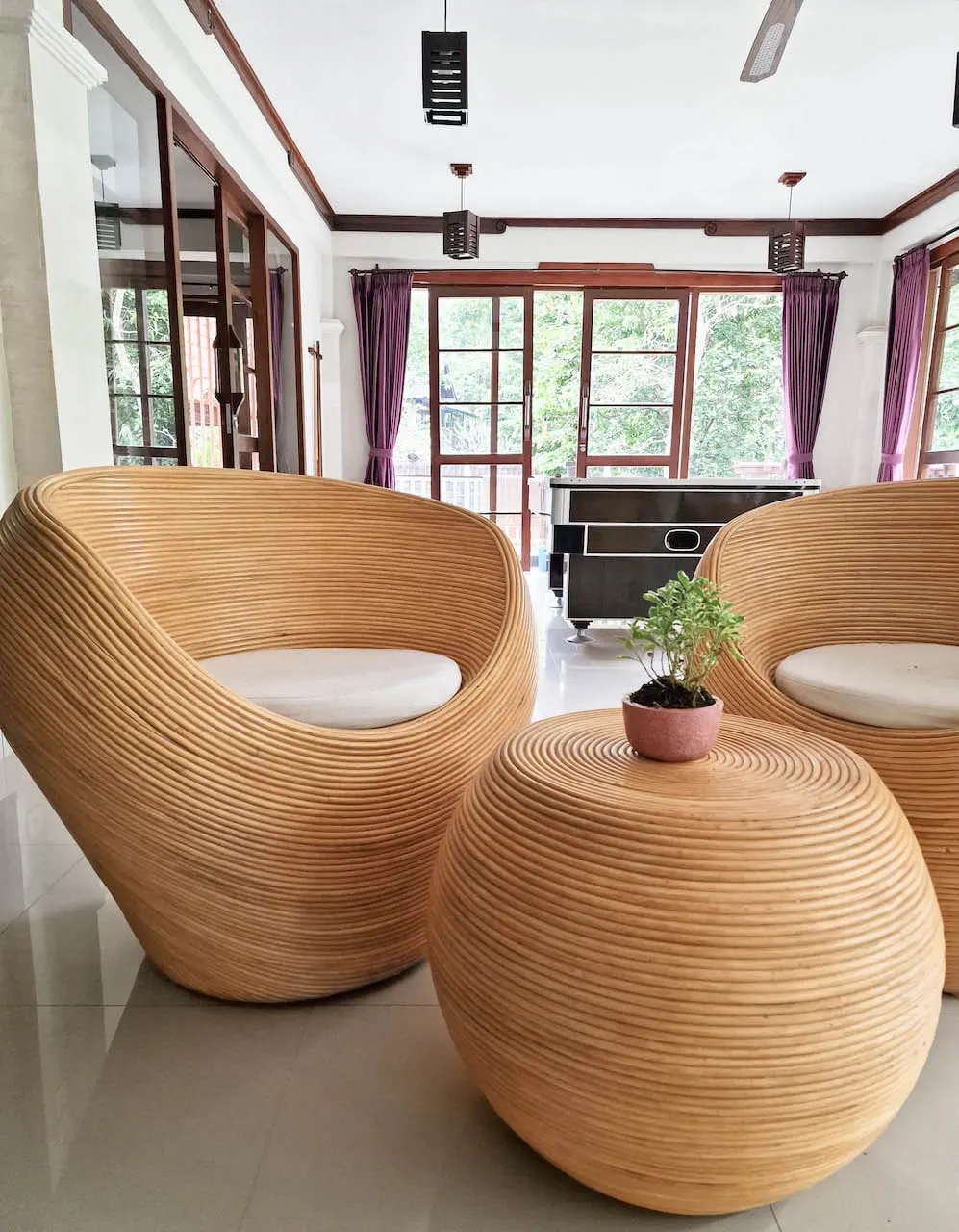 Zestaw rattanowy TEGAL 3 jasny OKRĄGŁY ( 2 FOTELE, STOLIK ) - MMRZT4JOK