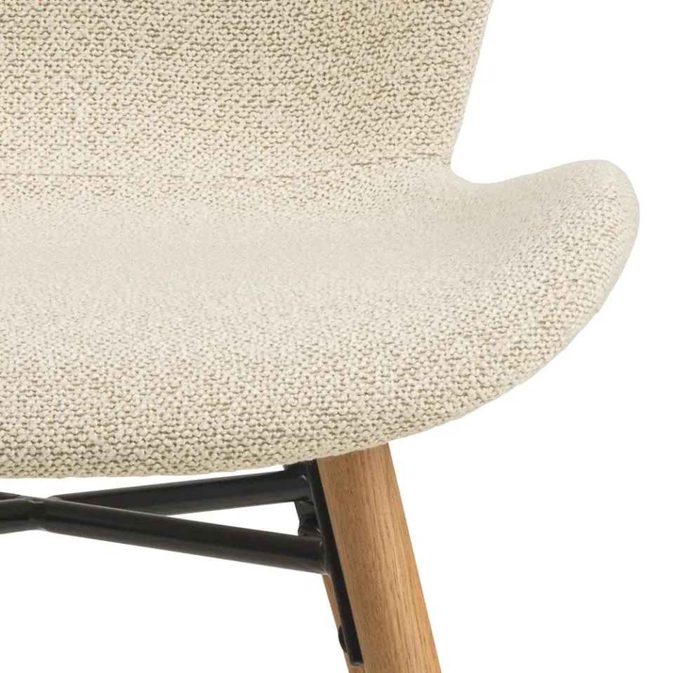 Krzesło tapicerowane DOREN Kremowy, Dab olejowany ( zestaw 2 sztuk ) - H000023358