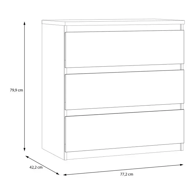 Komoda z 3 szufladami CHELSEA 77 cm Uni Wolfram szary - CHLK23-U27S