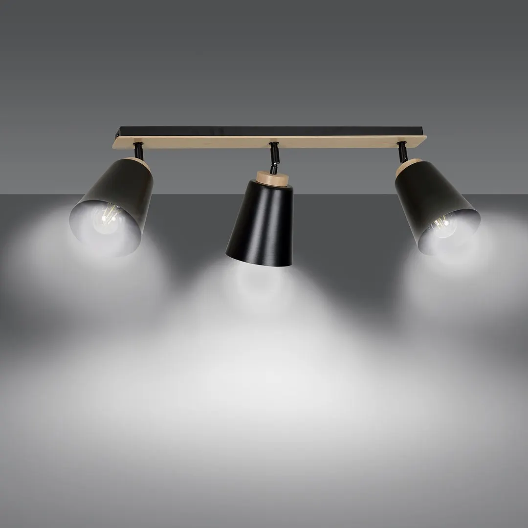 Lampa sufitowa ATLAS 3 czarny naturalny — zdjęcie 7
