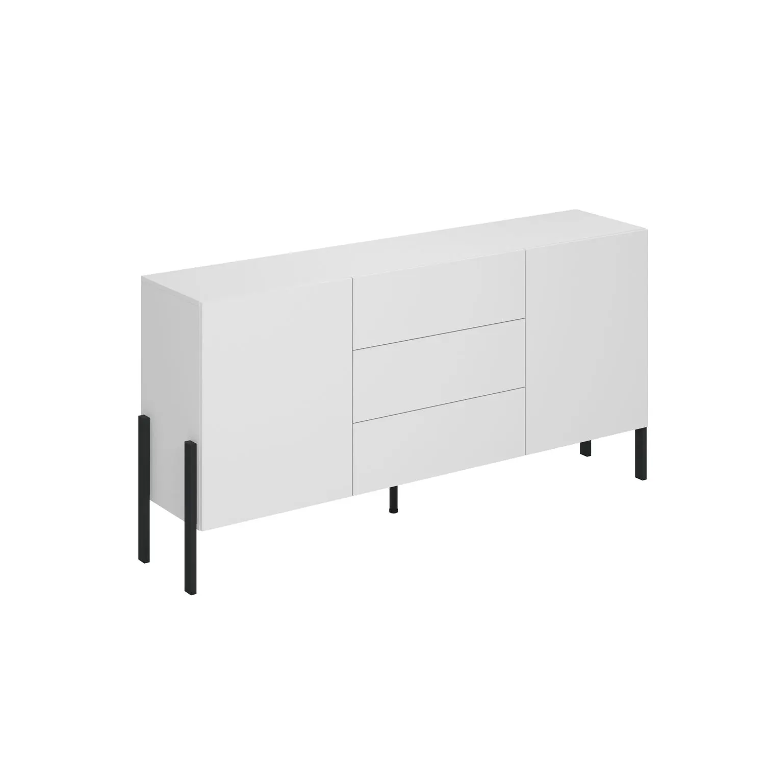 Komoda 2-drzwiowa z szufladami JUKON 184 cm biały mat Meble, Kredens, Szafka